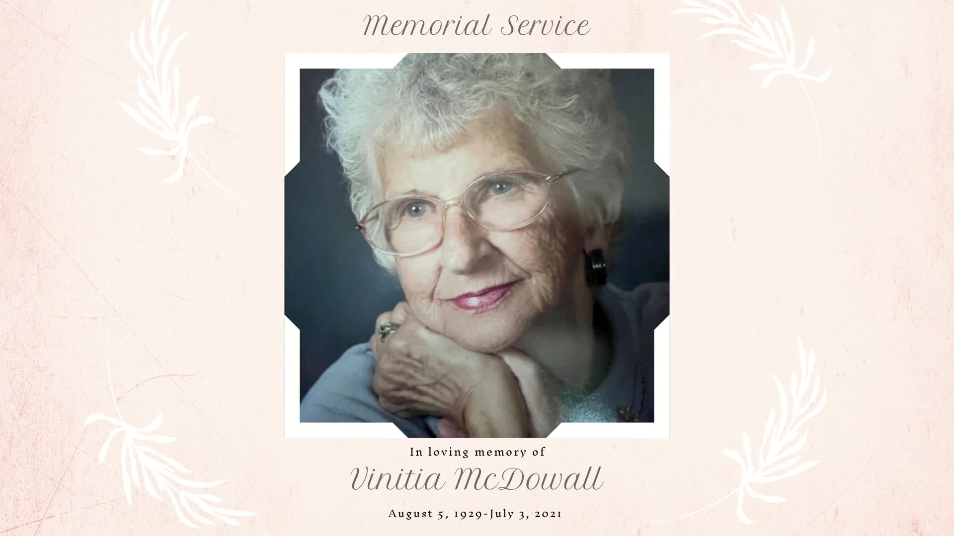 Vinitia McDowall Memorial Service