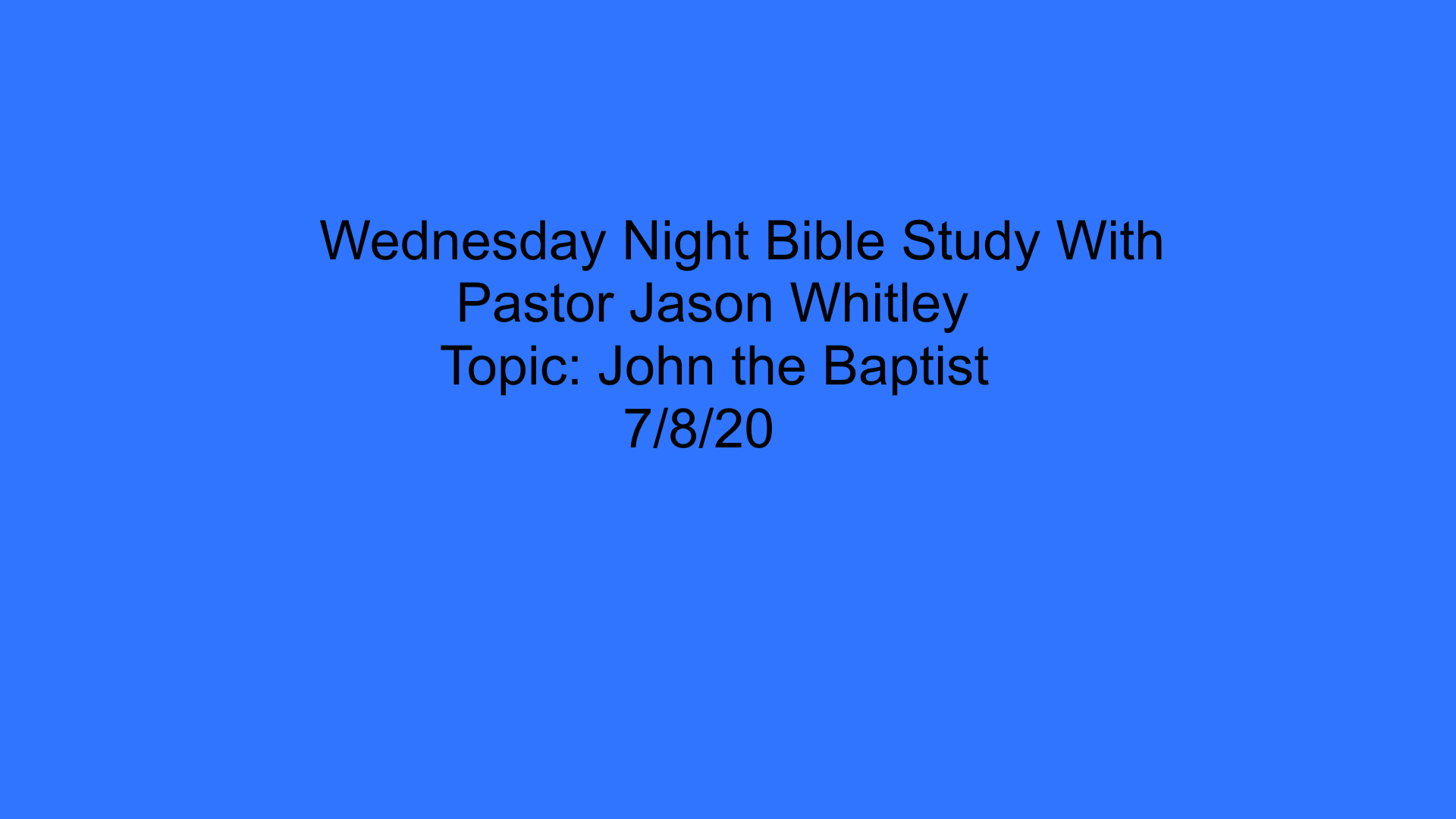 Topic: John The Baptist