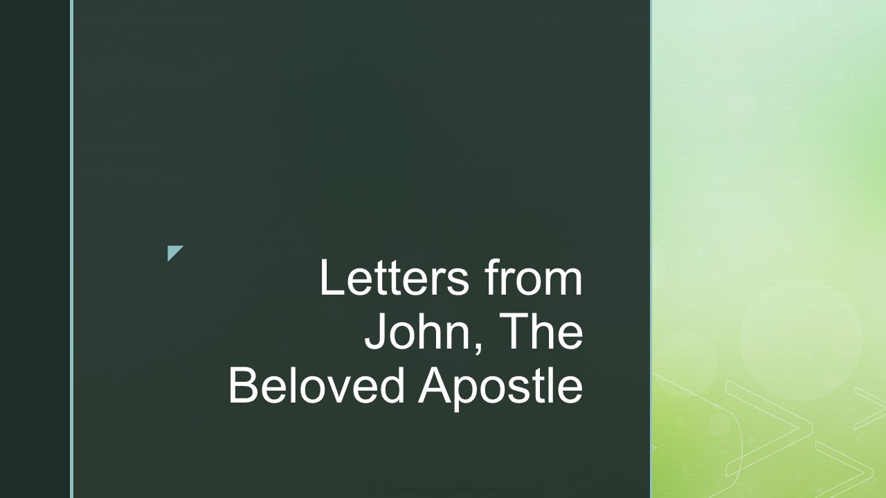 This Sunday, we continue our class series, titled: "Letters From John, The Beloved Apostle". This class is led by Wes Scott and Mark Wait.