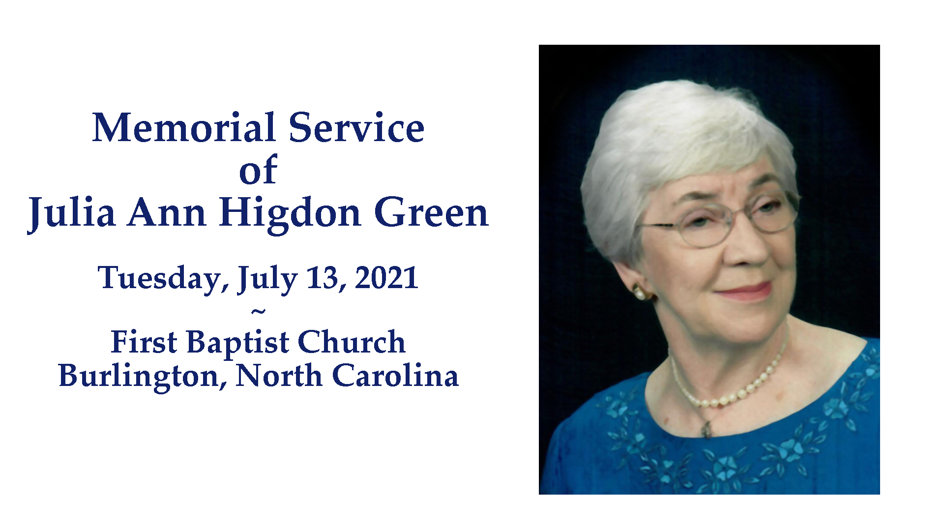 Memorial Service of Julia Green